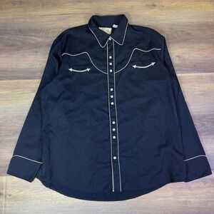 Scully Western Snap Button Shirt Mens XL Black Pearl Snap